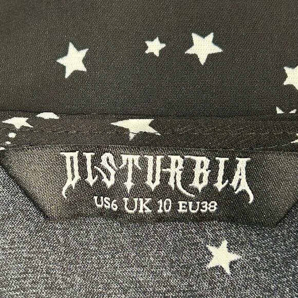 Disturbia Celestial Midi Kimono Dress Black & White constellation print  US 6 - Picture 7 of 12